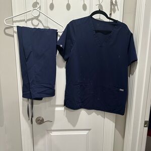 Figs Navy Blue Scrub Top and Pants